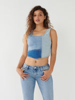 PANELED DENIM TOP