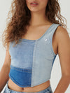 PANELED DENIM TOP