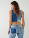 PANELED DENIM TOP