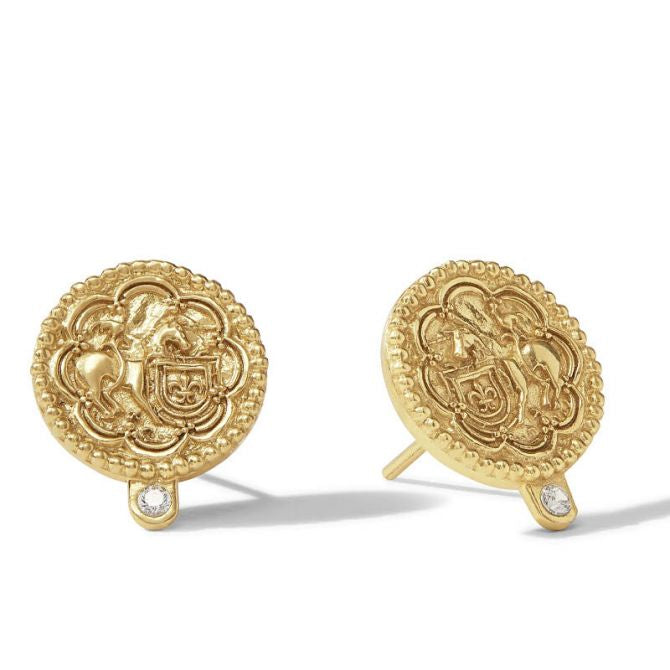 Trieste Coin Cubic Zirconia Stud Earrings