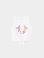 GIRLS TIE FRONT LOGO TANK