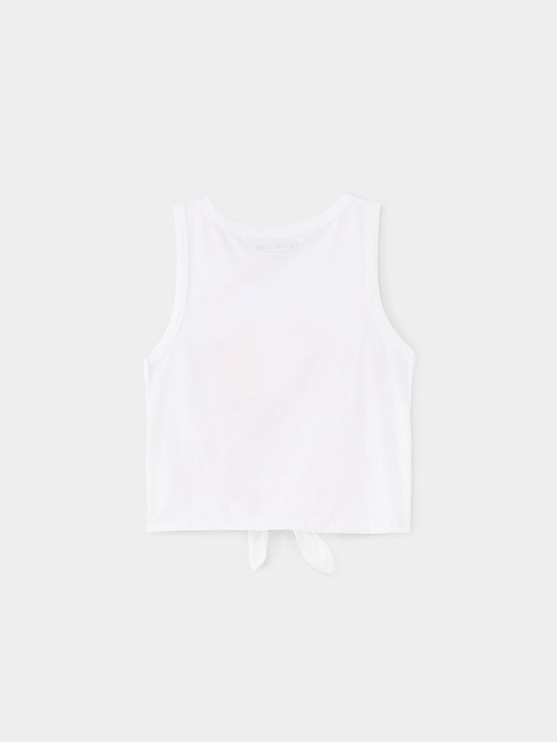 GIRLS TIE FRONT LOGO TANK