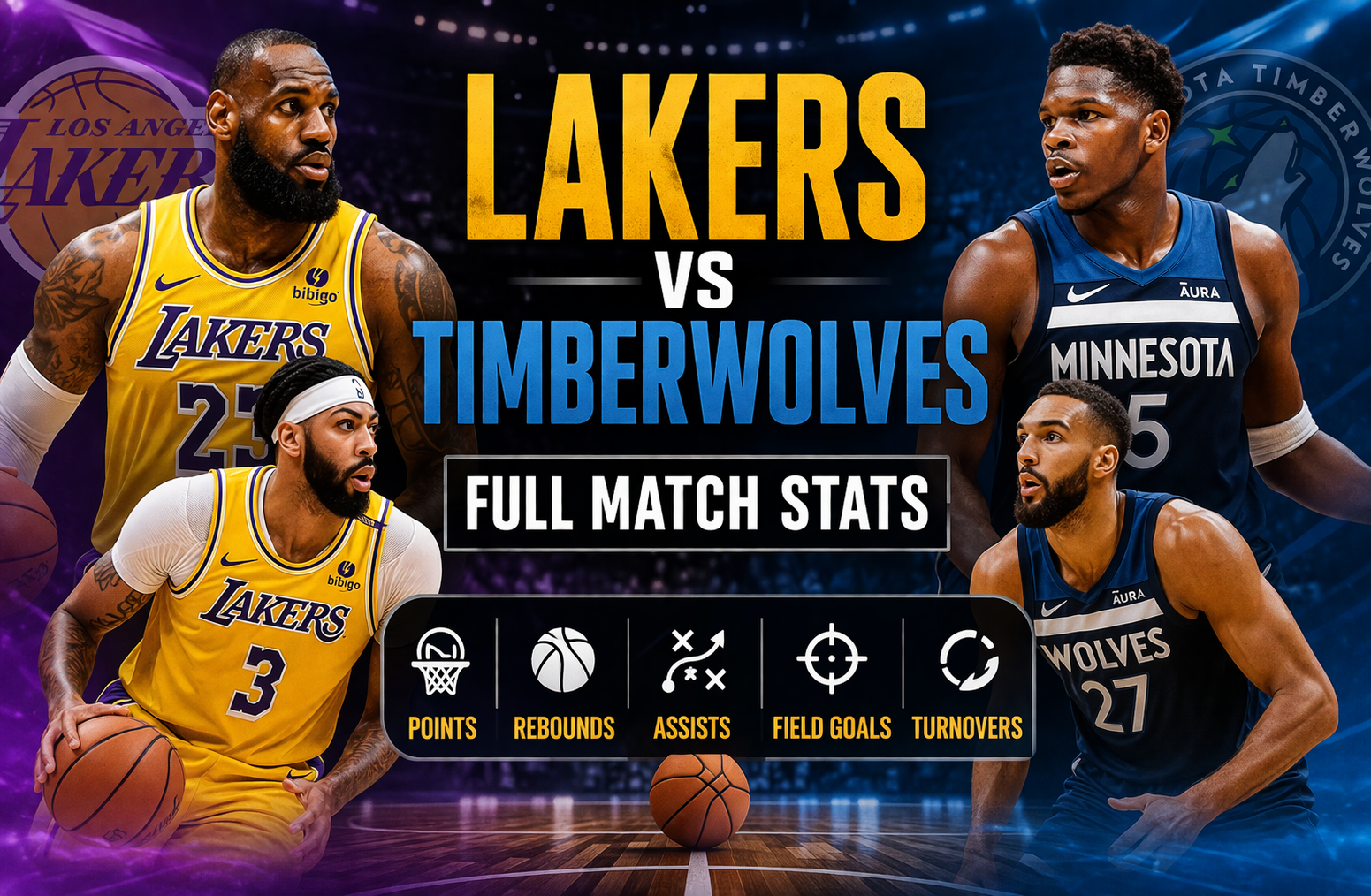 Lakers vs Timberwolves Full Match Stats